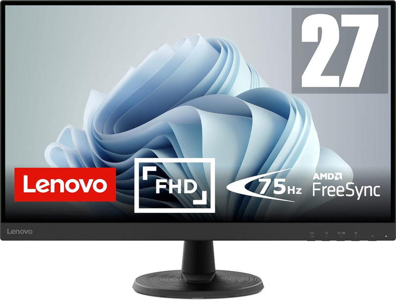 Lenovo D27-45, 27" Full HD Monitor, 1920x1080, 75Hz, 250 nits, 4ms Reaktionszeit, HDMI, VGA, AMD Fre