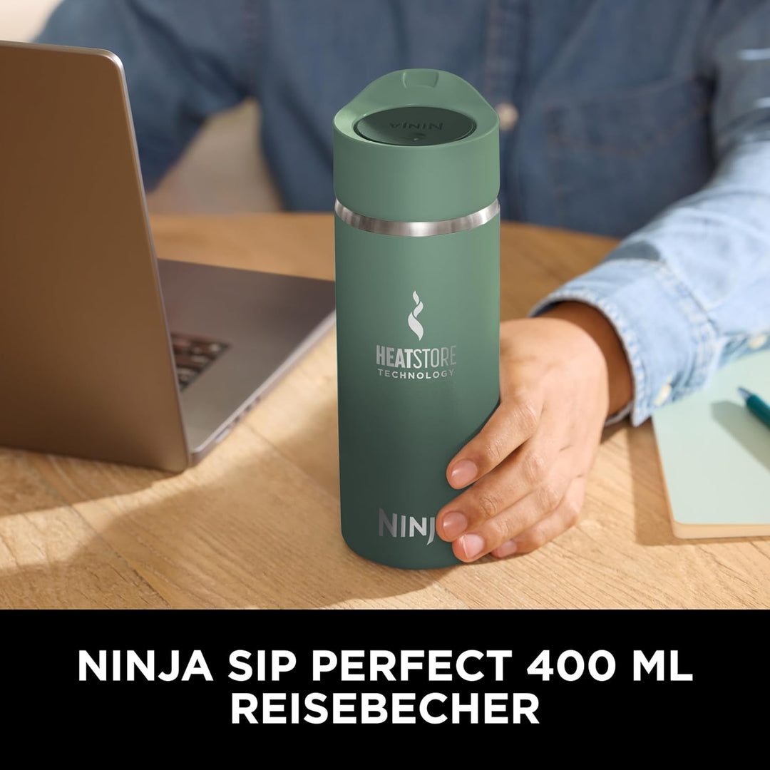 Ninja 400 ml Sip Perfect Trinkflasche für Heissgetränke, BPA-frei, spülmaschinenfest, Thermosflasche