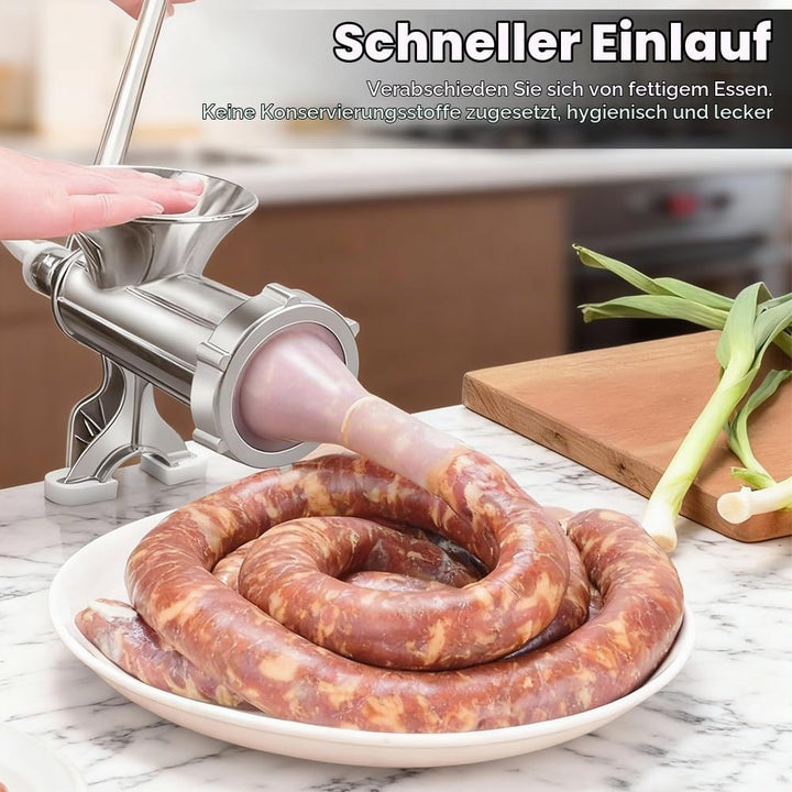 CEWROM Manuell Fleischwolf Edelstahl mit Wurstfüller und Tischklemme für Schweinefleisch, Wurstfülle