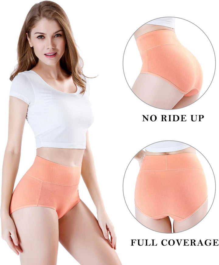 wirarpa Unterhosen Damen Baumwolle Frauen Unterwäsche Hohe Taille Slips Hoher Taillenslip 4er Pack L