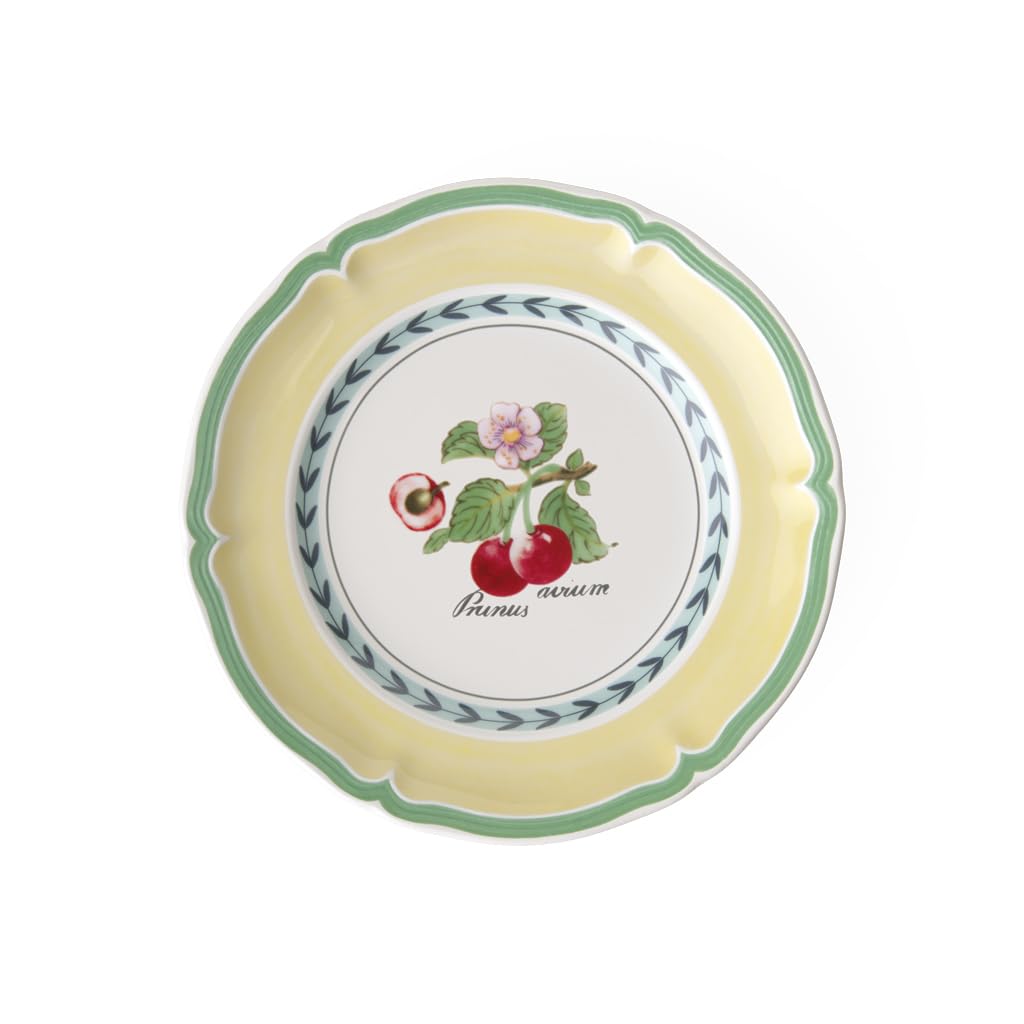 Villeroy &amp; Boch French Garden Brotteller 6er Set, 17 cm, Kleiner Teller mit Kirschen-Dekor, Premium