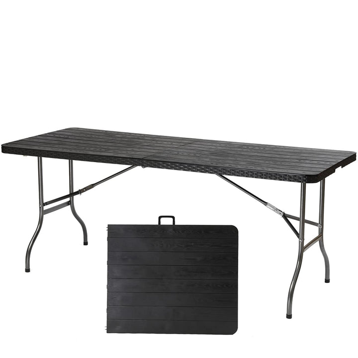 Sekey Gartentisch Klappbar Wetterfest, Holzoptik Klapptisch Campingtisch mit Tragegriff, 6 Personen