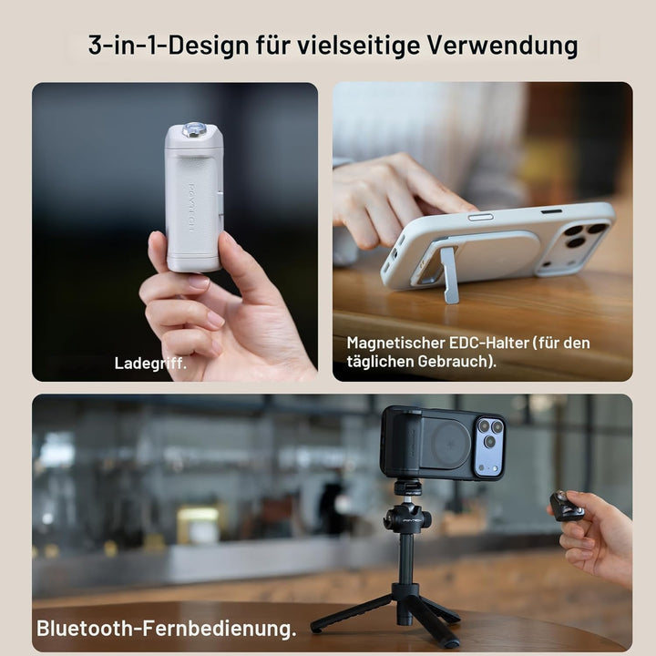 PGYTECH MagCam 2 Smartphone-Griff, 3-in-1 Modular-Kit, Bluetooth-Fernbedienung & Ladegriff & MagSafe
