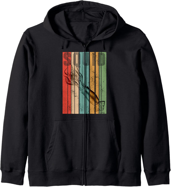 Tintenfisch Retro Vintage Streifen Ocean Wildlife Lover Kapuzenjacke
