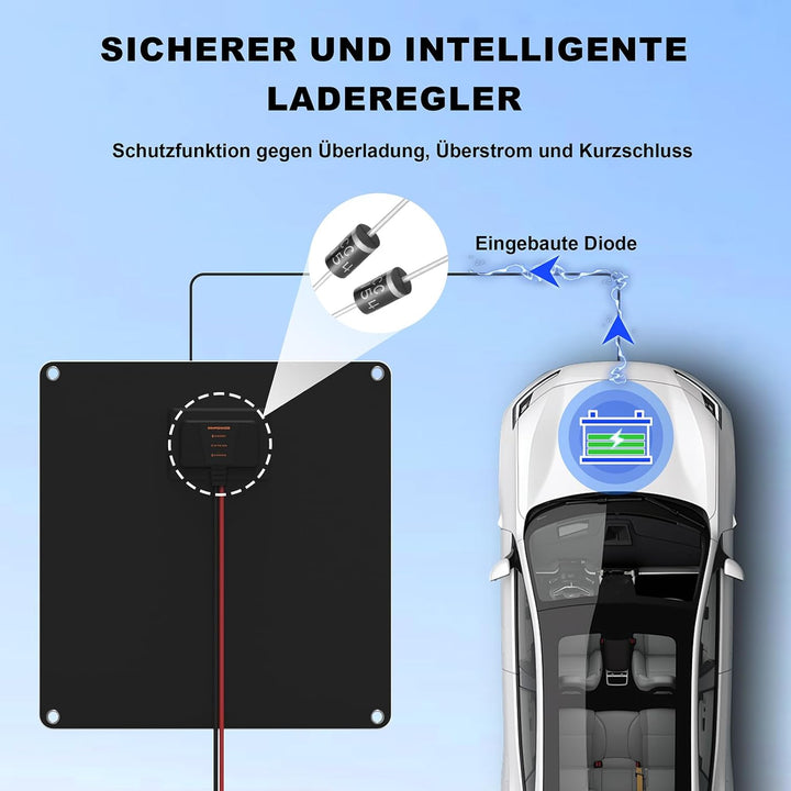 Solar-Batterie-Ladegerät 10W, 12V Solar-Panel Auto-Batterie-Wartungsgerät Portable Waterproof Power