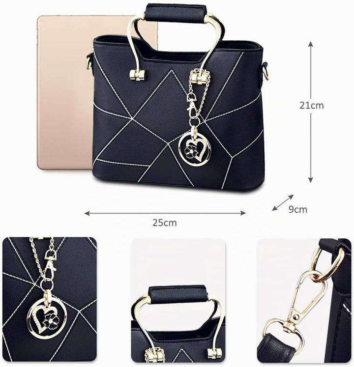 NICOLE &amp; DORIS Schultertasche Damen Mode PU Leder Schick Shopper Handtasche Umhängetasche Tote Handt