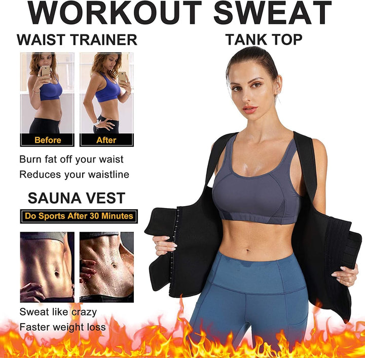 KUMAYES Sauna Weste Damen mit Bauchweggürtel Neopren korsett damen bauchweg waist trainer shapewear