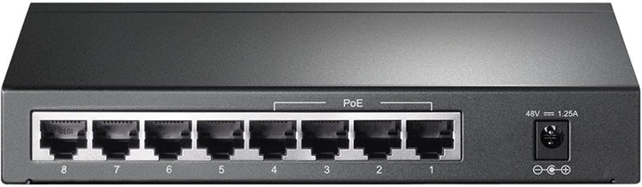 TP-Link TL-SG1008P 8 Port PoE Switch mit 4 PoE+ Ports (64 Watt, IEEE-802.3af/at PoE,lüfterlos, Plug-