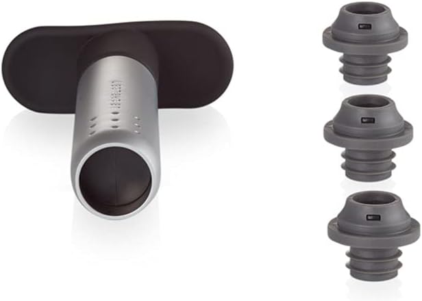 Le Creuset, Weinpumpen-Set inkl. 3 Verschlüssen, WA 137, Chrom matt, 59014013001825 Silber Weinpumpe