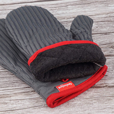 Coziselect Ofenhandschuhe, Hitzebeständige Topfhandschuhe und Topflappen Set, Silikon Anti-Rutsch De