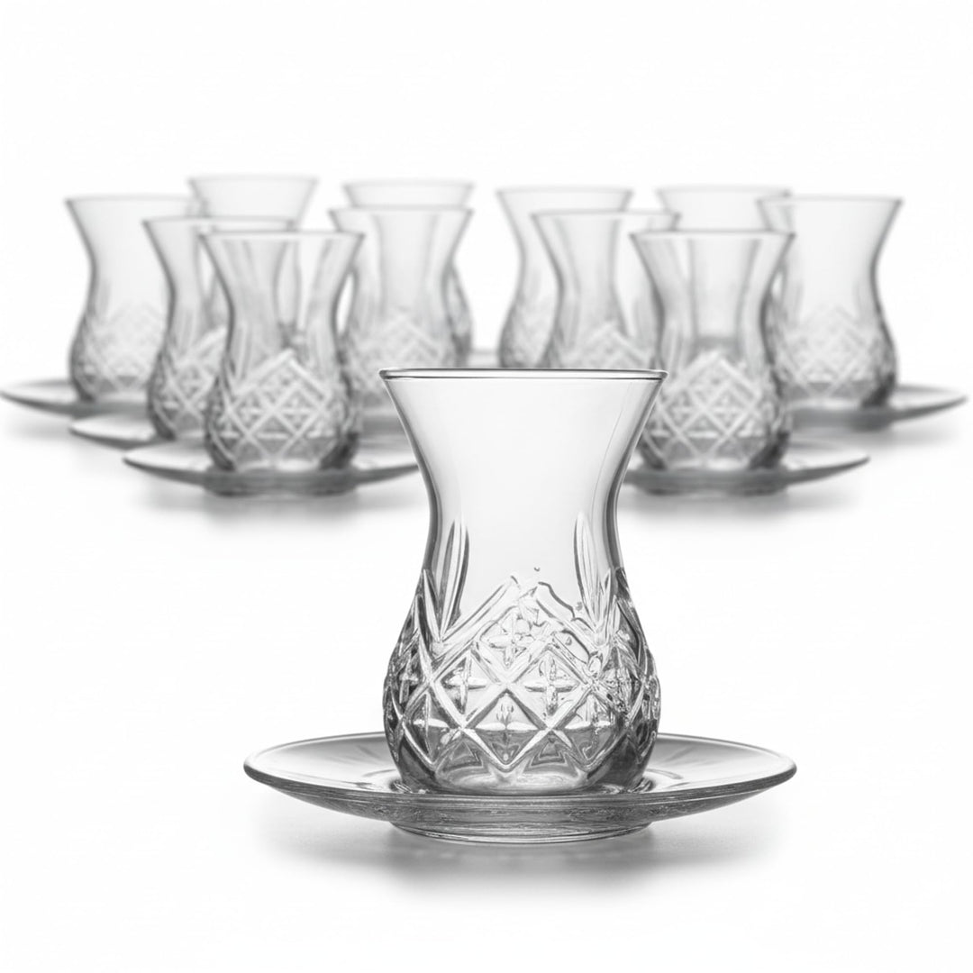 by Pasabahce Timeless Teegläser 170ml, 12er Set, Gläser aus Kristallglas, Facettenschliff, spülmasch