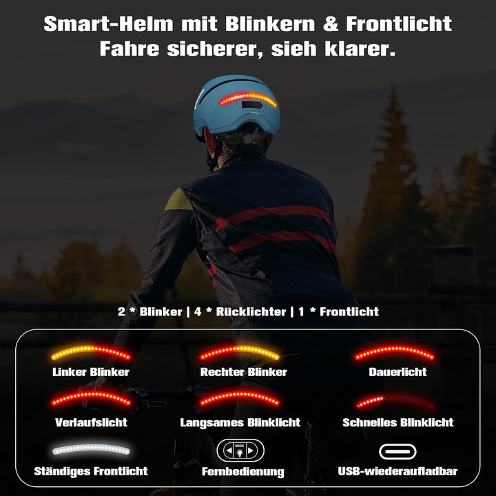 Shinmax Fahrradhelm Damen Herren mit Blinker & Licht, Fahrrad Helm Erwachsene mit USB Wiederaufladba