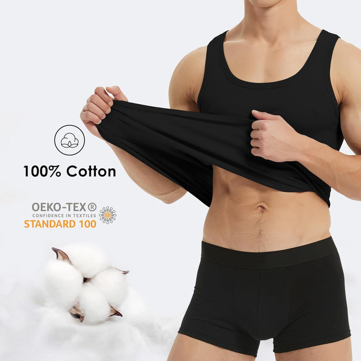 YouShow Unterhemd Herren 3/5er Pack 100% Baumwolle Tank Top Feinripp, 1*schwarz + 1*marine + 1*olive