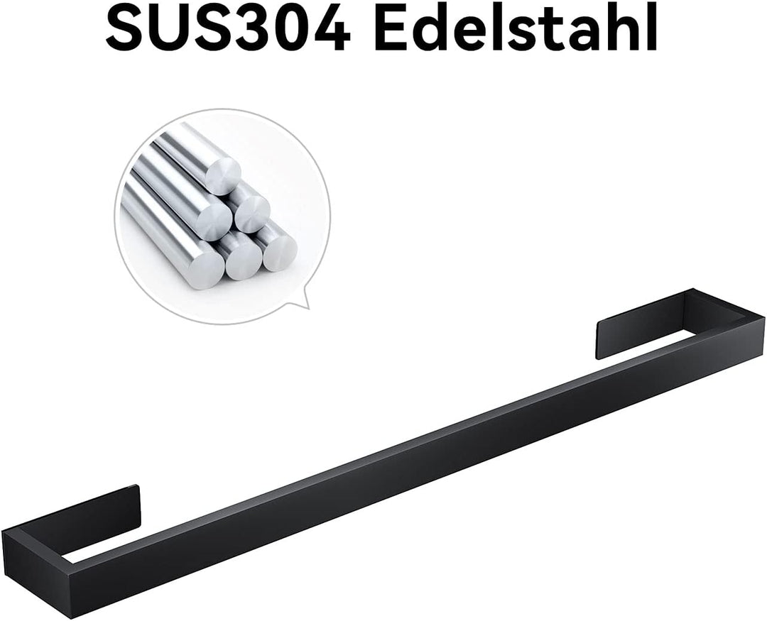 Handtuchhalter schwarz Bad Wand ohne Bohren Edelstahl Handtuchstange Badezimmer wandmontage 60cm Han