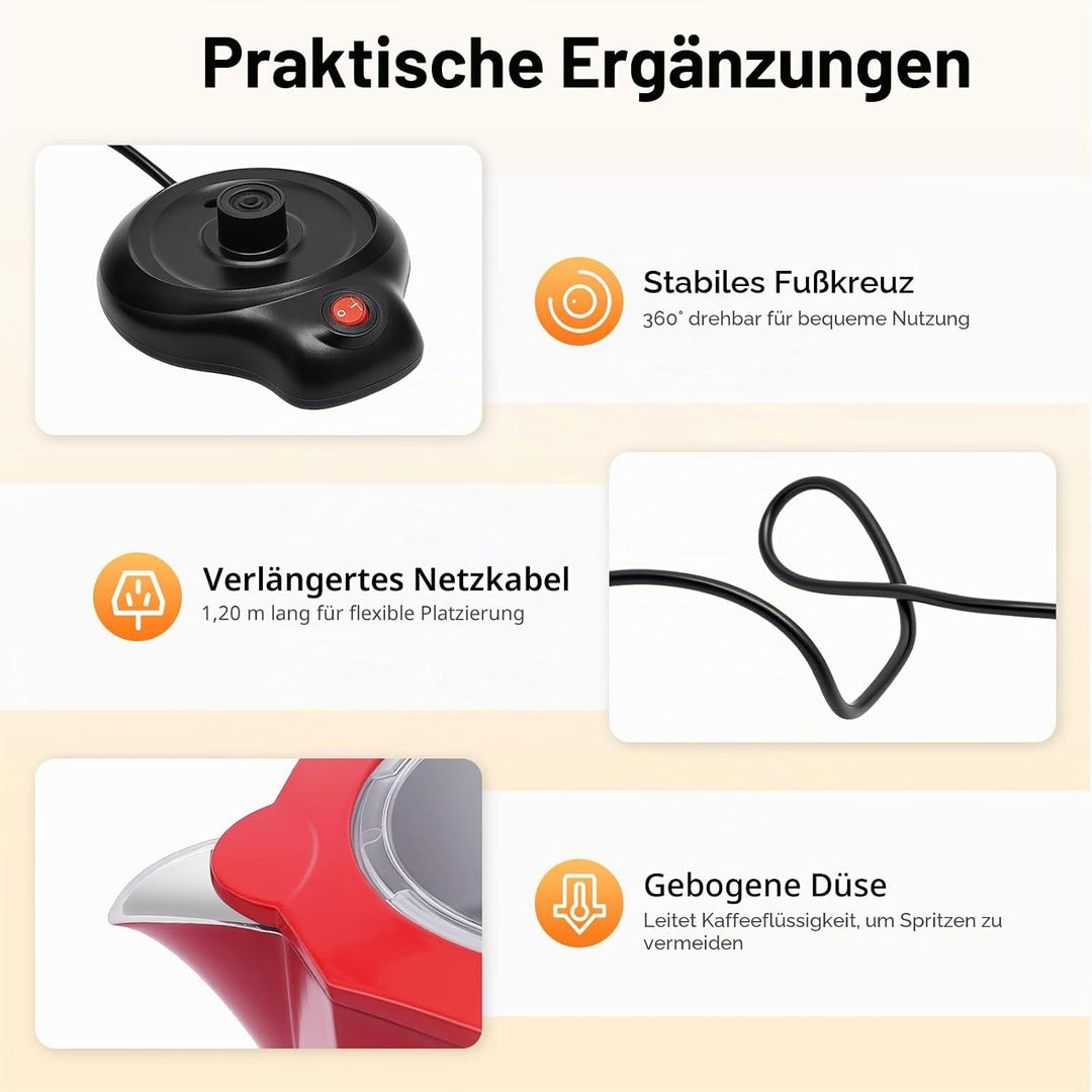 Elektrische Espressokocher 480W 300ml Kaffeekanne Espressokanne 6 Tassen Italienische Mokkakanne mit