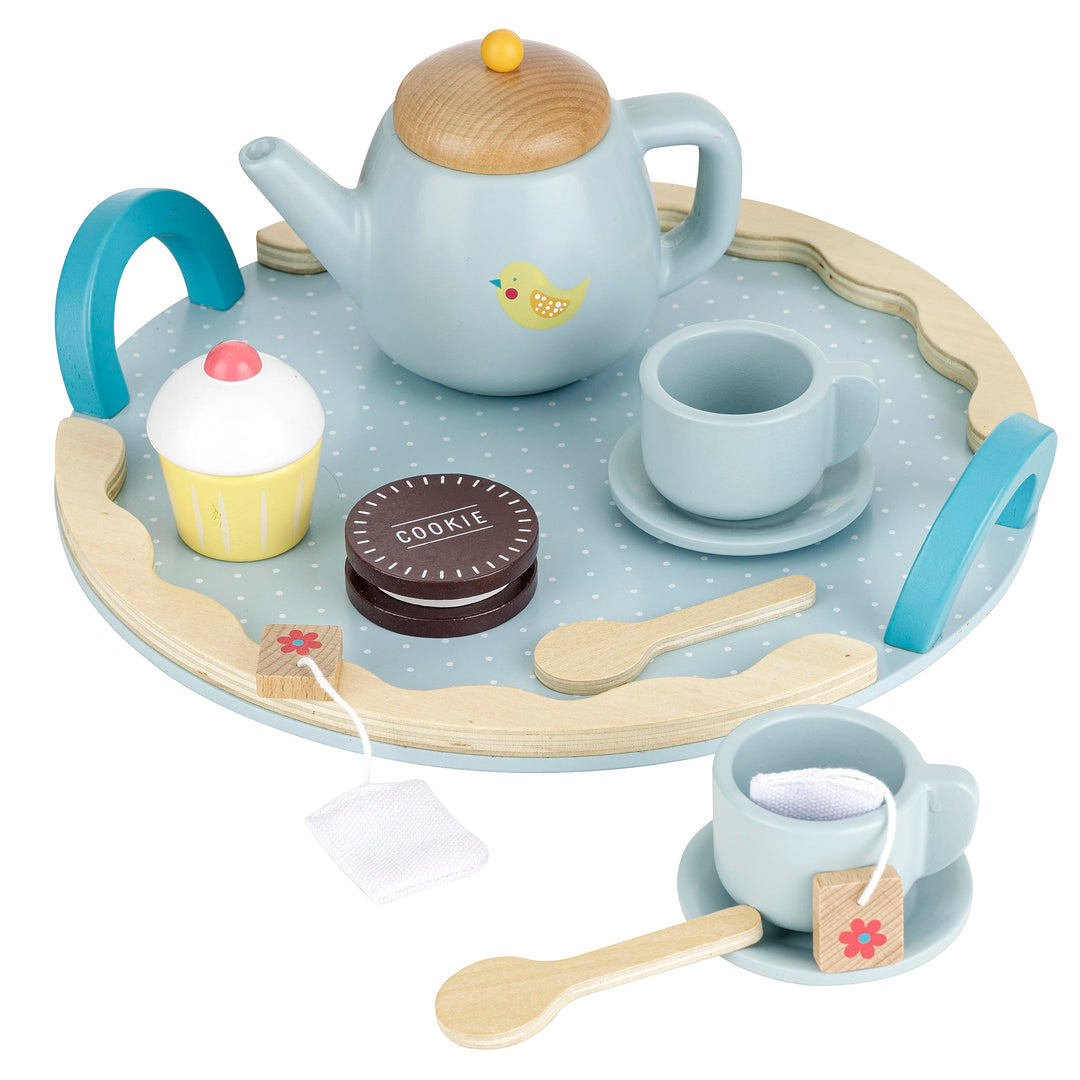 Montessori Teeset aus Holz, 10 Zubehör, Lernspielzeug aus Holz, Teekanne aus Holz für Kinder, Nachah