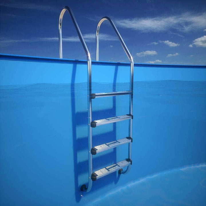 Astral Pool Tiefbeckenleiter 4 Stufen - WEIT, Edelstahl V2A, für eingelassene Schwimmbecken mit Eine