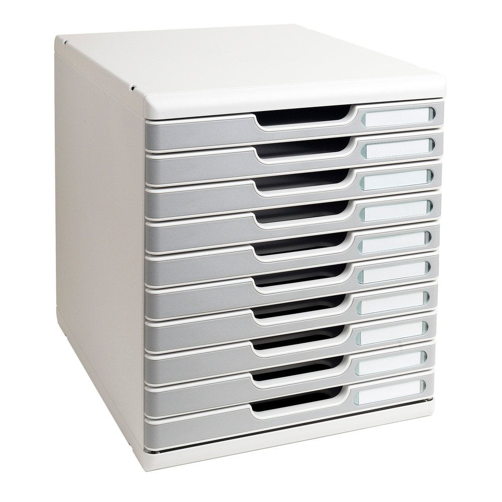 Exacompta 302041D Ablagesystem Modulo A4, 10 laden Classic, lichtgrau/steingrau Lichtgrau/Steingrau