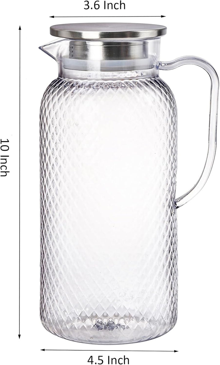 Nicunom 2 Stück Kunststoff-Krug mit Deckel, 2 Liter Wasserkrug für Kühlschrank, BPA-frei, Eisteekrüg