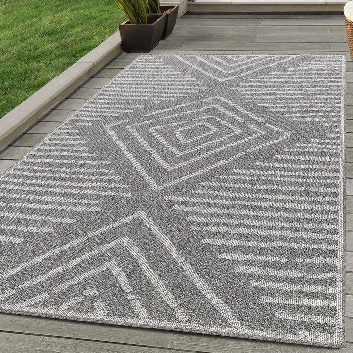 In &amp; Outdoor Teppich Skandinavisch Design Wetterfest für Terrasse Balkon Küche oder Wohnzimmer Teppi