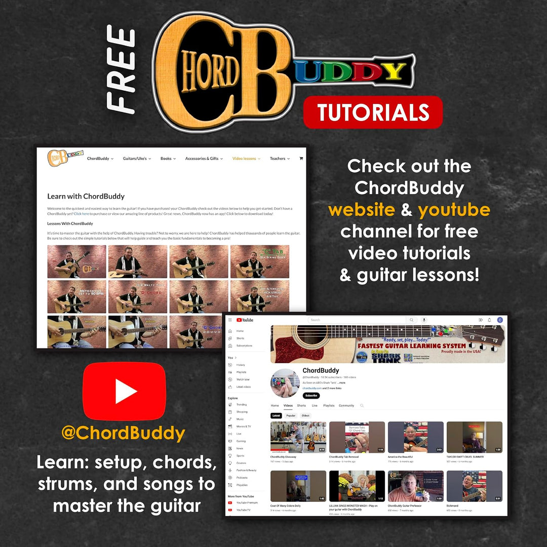 ChordBuddy "Made in the USA" – Gitarrenlernen mit Songbook, Unterrichtsplan, App und Rechtshänder Ch