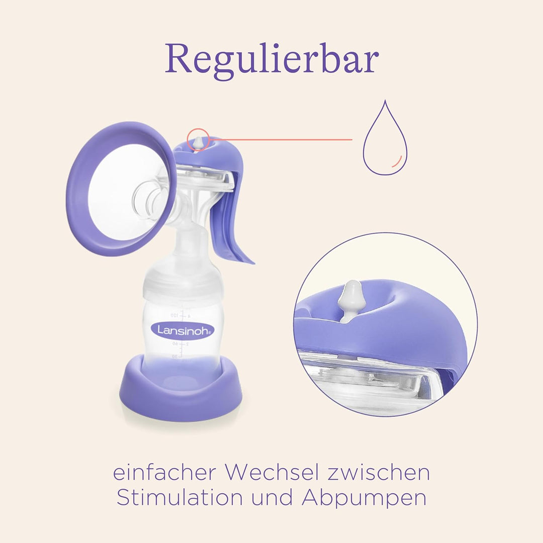 Lansinoh Handmilchpumpe - manuelle Milchpumpe für sanftes und effektives Abpumpen, Handmilchpumpe