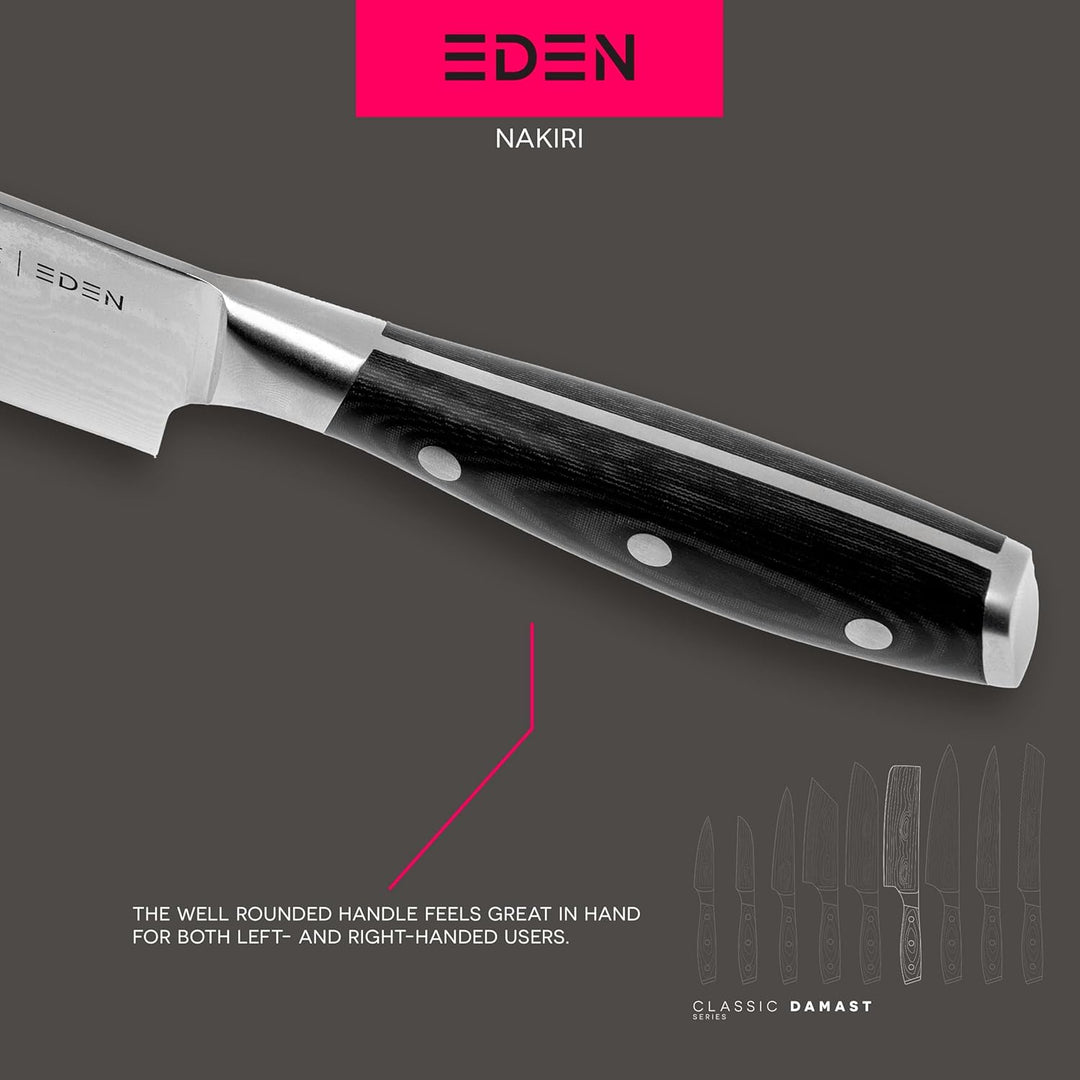 Eden Classic Damast Nakiri 16,5 cm Küchenmesser EQ2030-116 Japanisches Küchenmesser für Gemüse, Dama