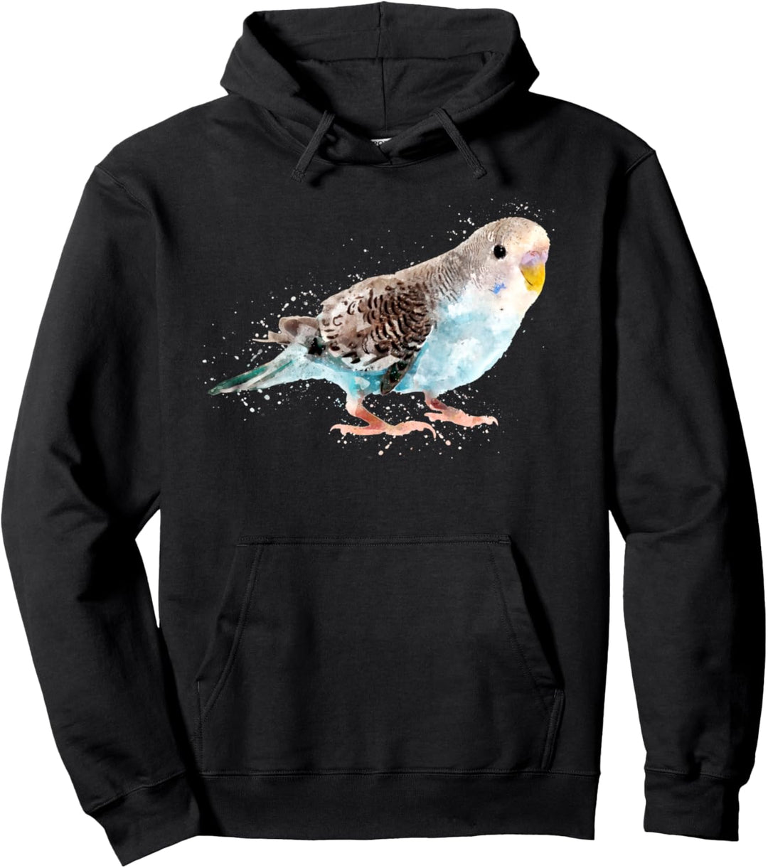 Wellensittich Blau Aquarell Sittich Vogel Nymphensittich Pullover Hoodie