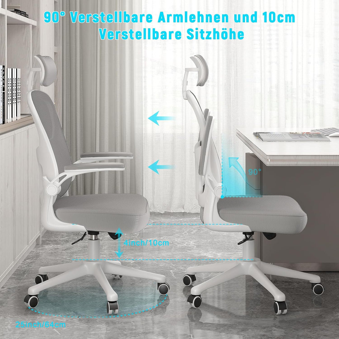 naspaluro Ergonomischer Bürostuhl mit Atmungsaktiver Netzbespannung, Schreibtischstuhl mit Verstellb