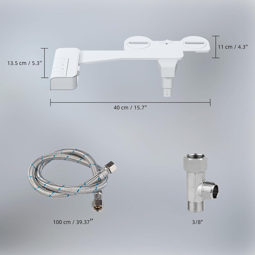 Hibbent Push-Button Bidet Toilettensitzaufsatz mit Nicht-elektrischer Doppeldüse, Einstellbarer Wass