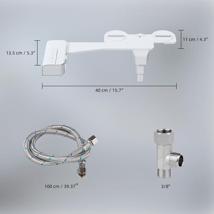Hibbent Push-Button Bidet Toilettensitzaufsatz mit Nicht-elektrischer Doppeldüse, Einstellbarer Wass