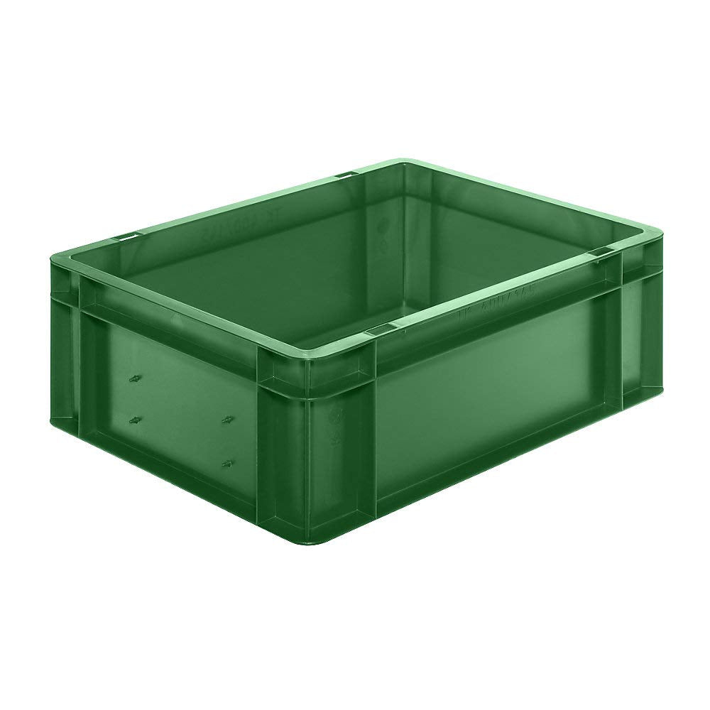Euro-Format-Stapelbehälter, Wände und Boden geschlossen - LxBxH 400 x 300 x 145 mm - grün, VE 5 Stk