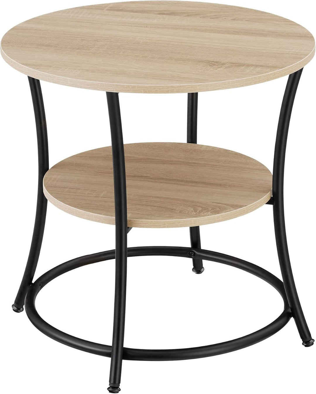 tectake Beistelltisch rund, Couchtisch mit 2 Ablagen, Industrie-Design, Nachttisch aus Holz, Ø55 x 5