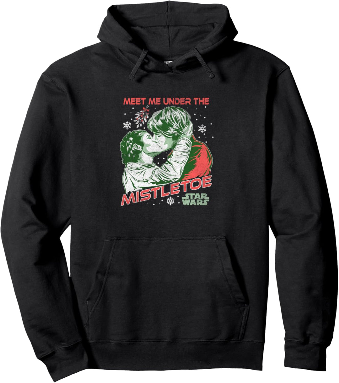 Star Wars Christmas Han Solo & Leia Kiss Under The Mistletoe Pullover Hoodie