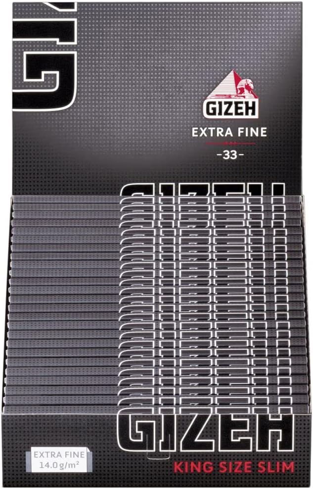 Gizeh Active Tips-Aktivkohlefilter mit Keramikkappen-10 x 34 Filter, Silber, smal & Black Pro 25 Hef