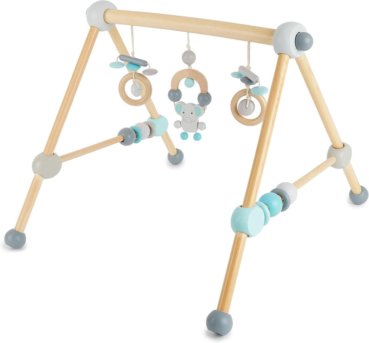 Bieco Spieltrapez | Spielbogen Baby Holz mit Figuren & Kugeln | Spielebogen Holz Baby | Spieltrapez