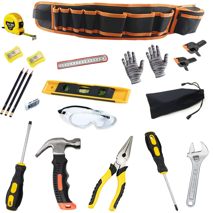 21 Piece Werkzeug Kinder Echt, Kids Tool Set, with Real Hand Tools, Tool Bag for Kids - Portable Too