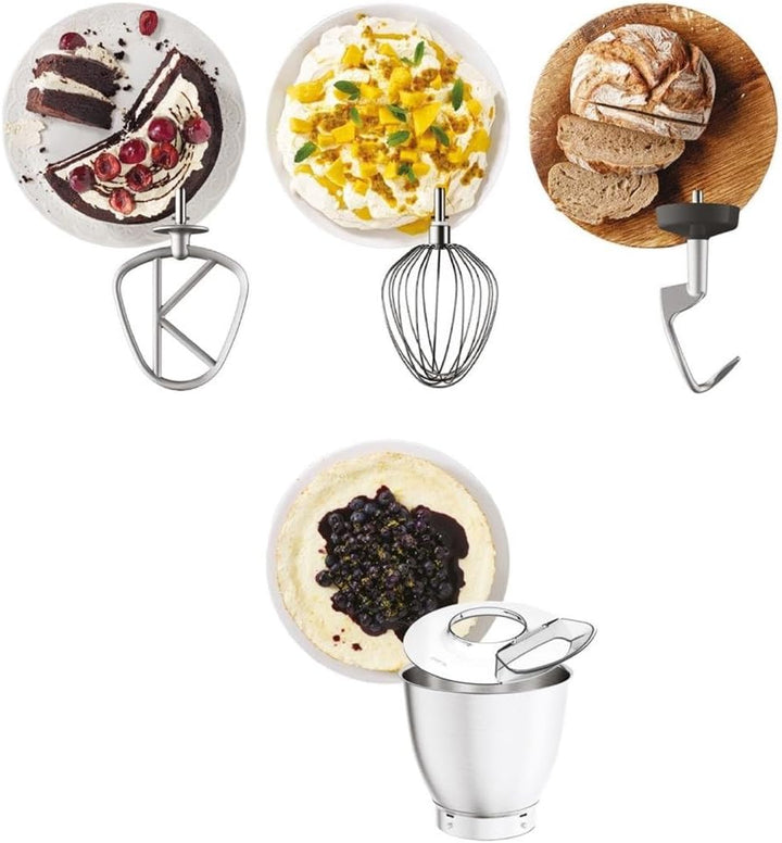 Kenwood Titanium Chef Baker XL KVL65.001WH Sbattitore con base 1200 W Argento, Bianco (Kenwood Titan