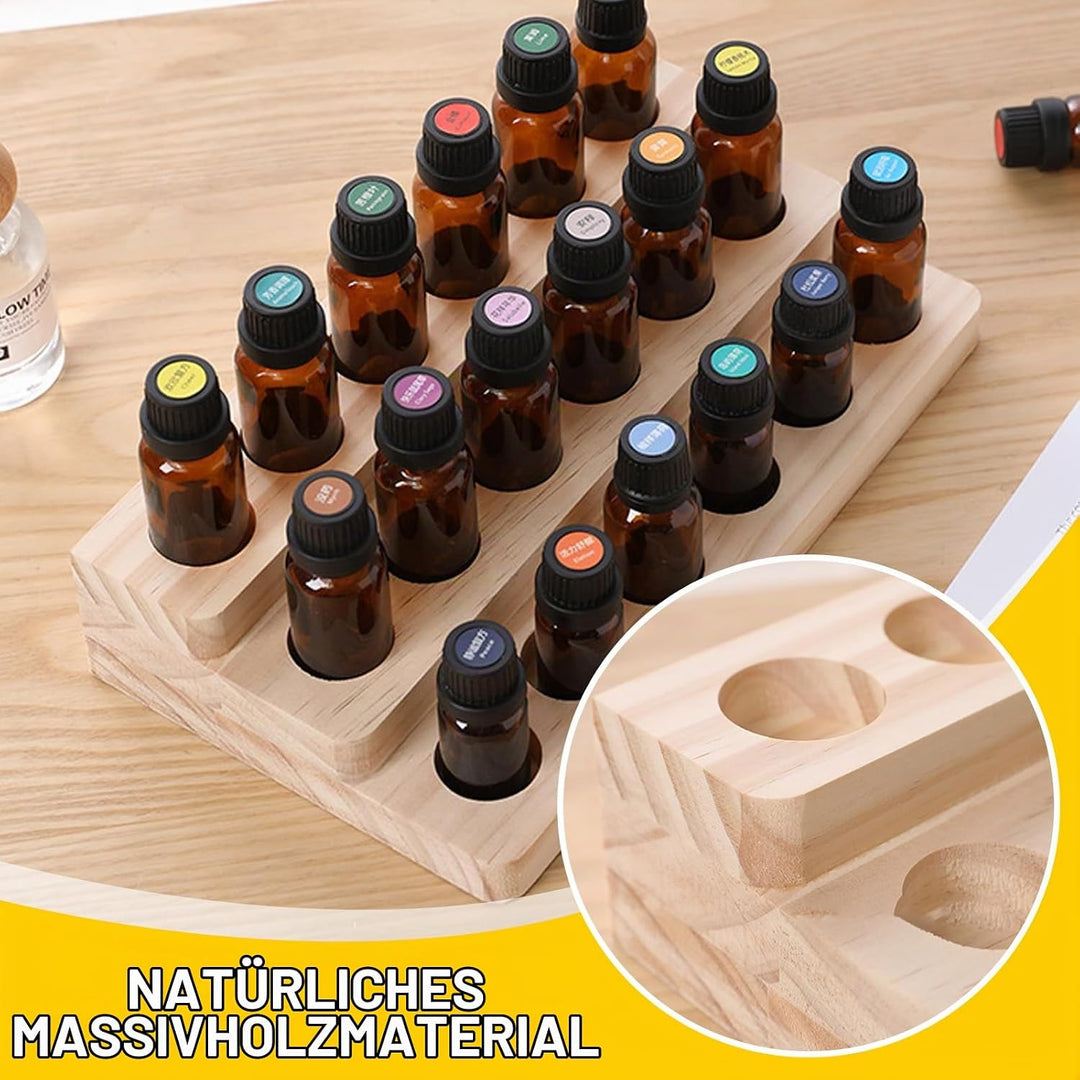 2 Ätherisches Öl Display Ständer: Aromatherapie Öle Hölzern Tragen Gestell, Doppelschichtige Aufbewa