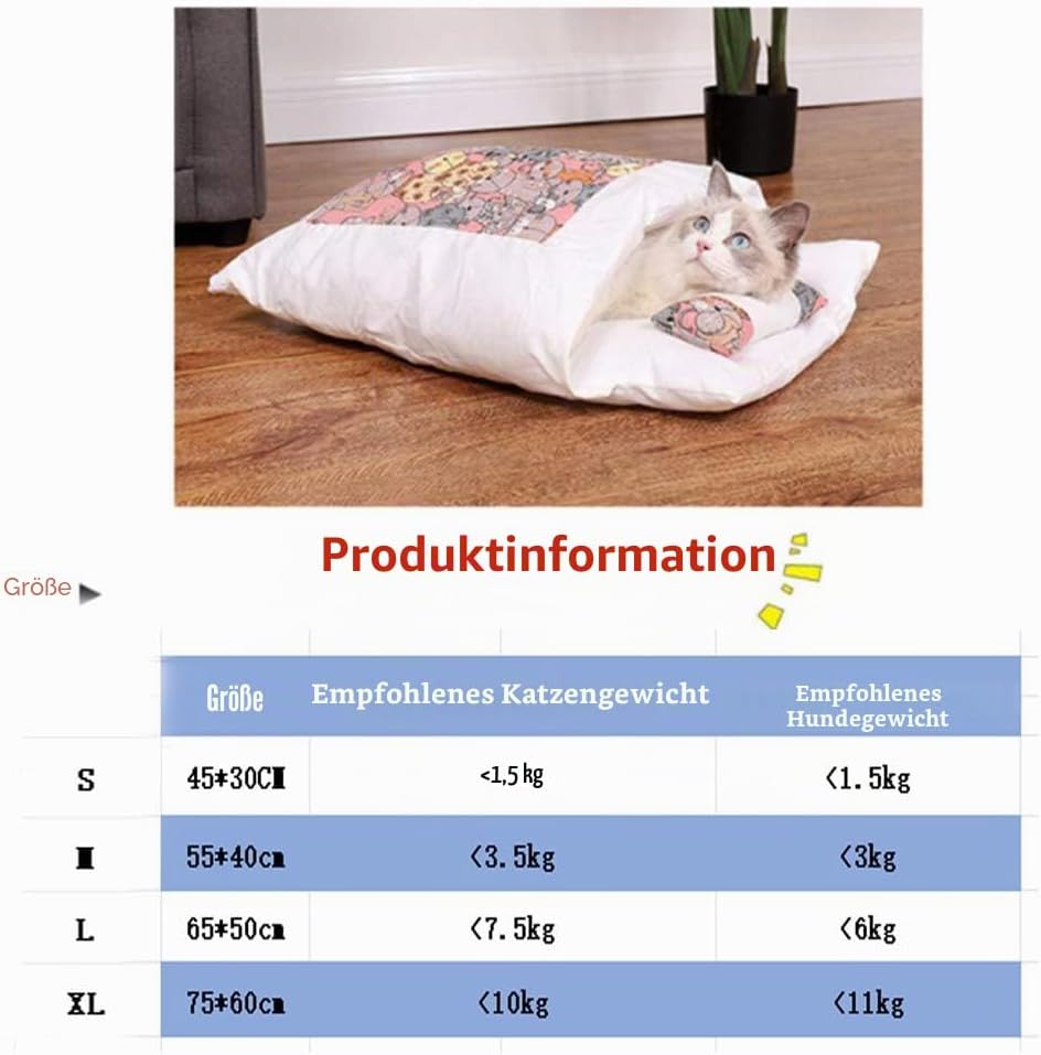 Orthopädischer Katzenschlafsack, Katzenschlafsack Warm, Katzen Schlafsack, Gemütliche Beruhigende Ka
