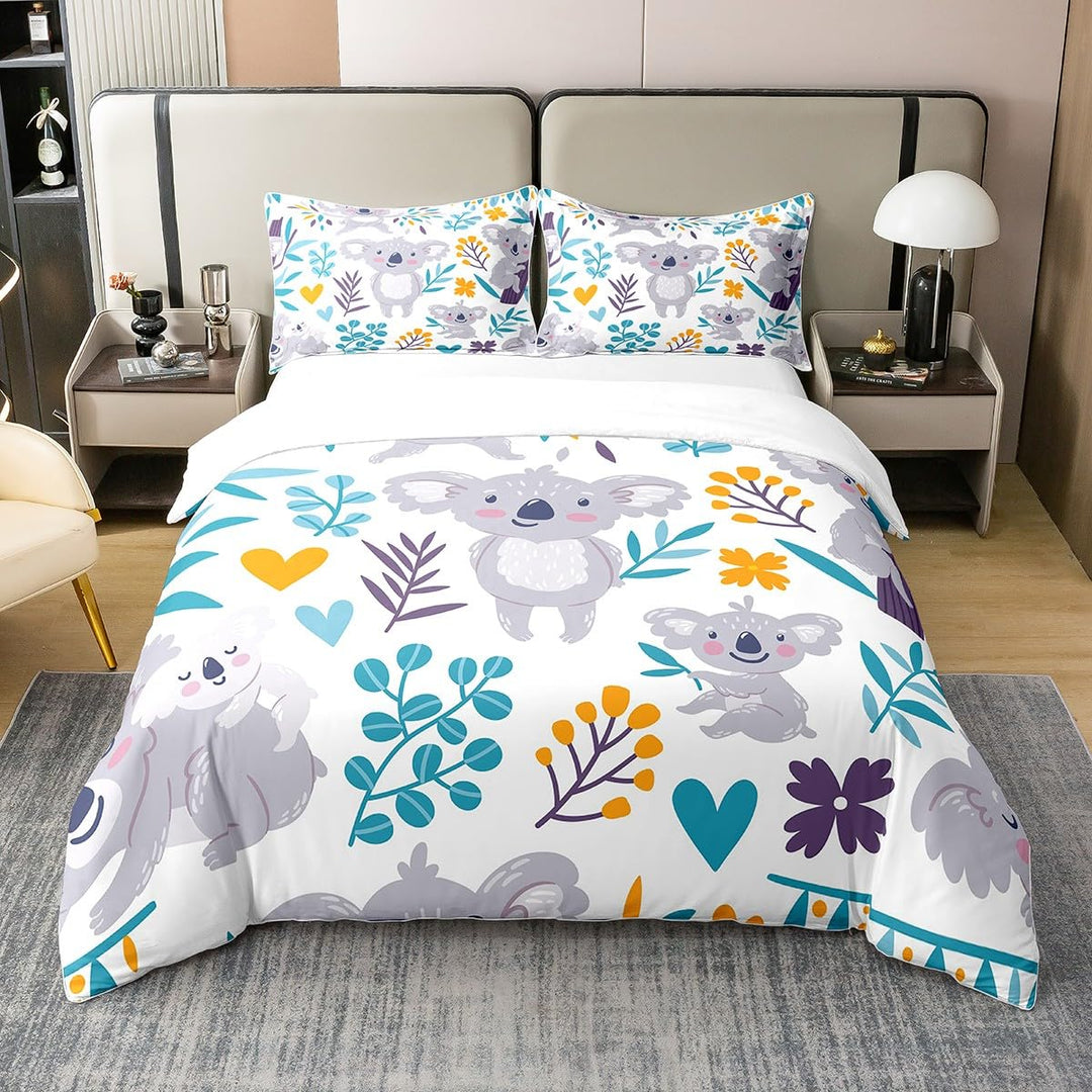 100% Baumwolle Koala Tröster Abdeckung Australien Wild Tier Bettwäsche Set Blatt Floral Zweige Botan