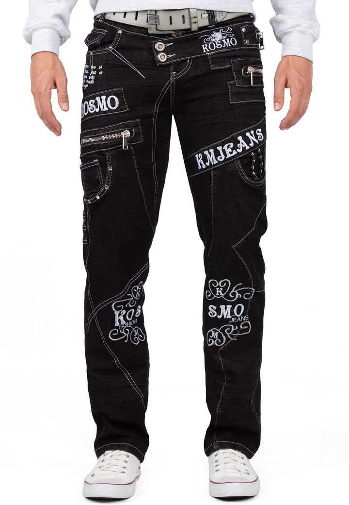 Herren Jeans - Regular-Fit mit Knopfleiste | Optimale Passform, 5-Pocket-Style, Kontrastnaht in Weis