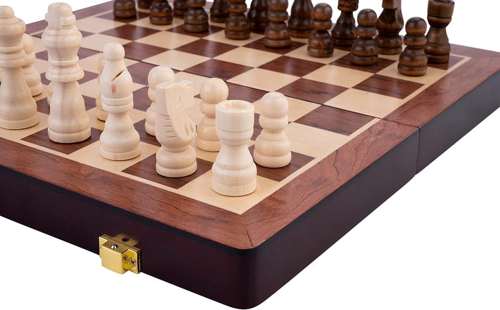 Engelhart - Schach/Backgammon Holzkiste - Wende- und Klappbrett - Inklusive Teile (30 cm) 30 x 30 cm