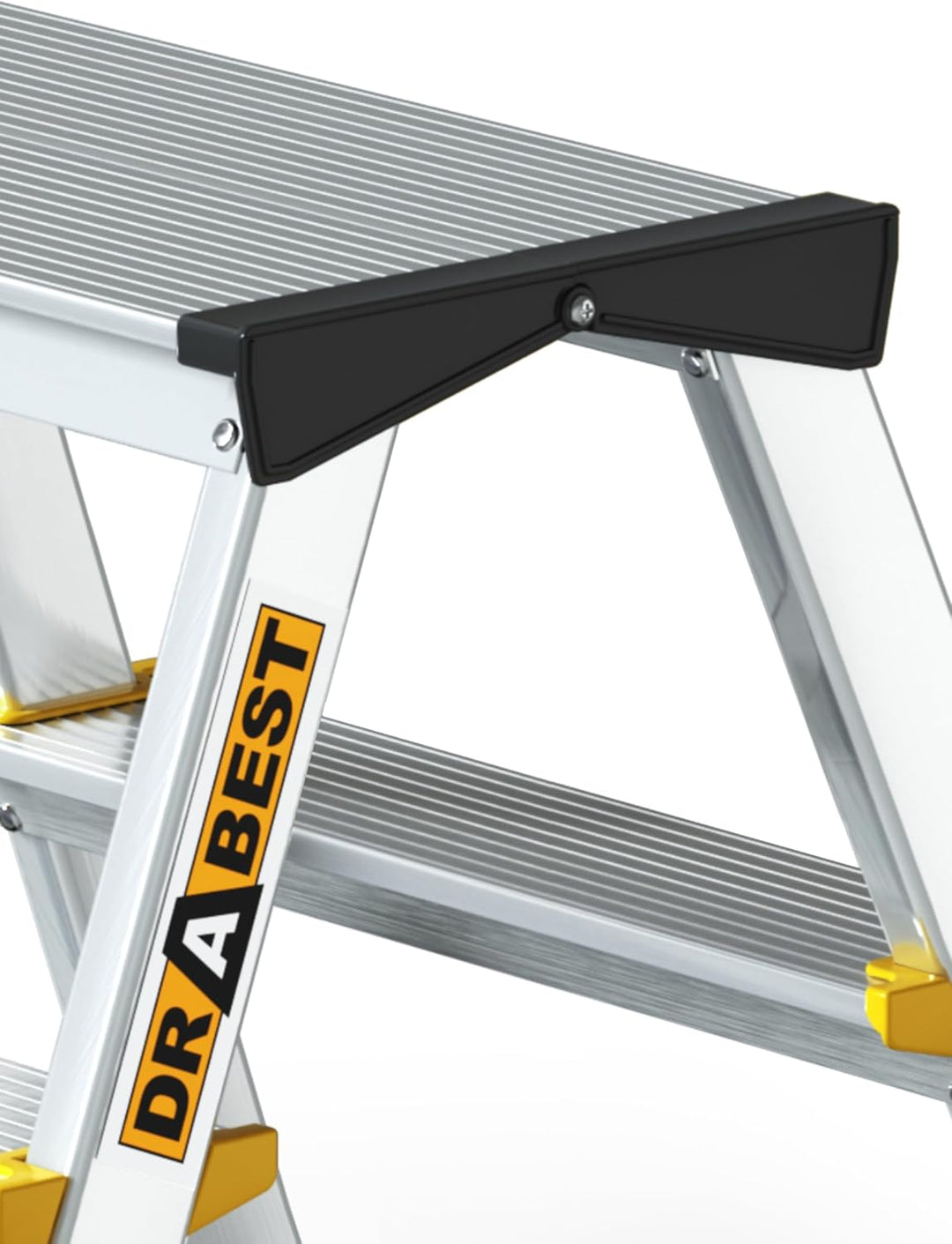 DRABEST Alu Leiter Klappbar 2 x 2 Stufen Zweiseitige Klappleiter Doppelstufenleiter max 150 kg TÜV Z