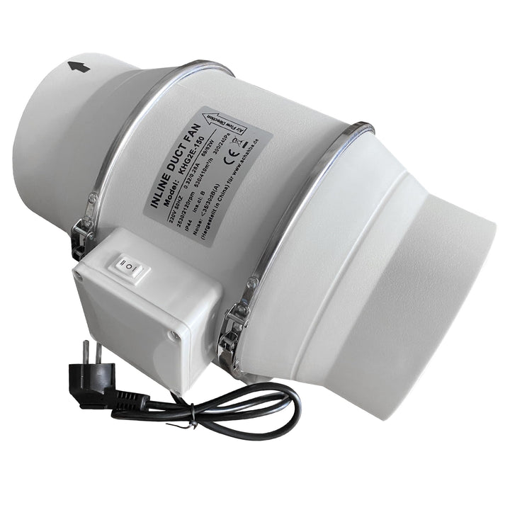 Rohrventilator Lüfter Badlüfter 100 mm - 2-stufig mit Schalter, Kugellager, Fuss & Kabel - IP44 Schu