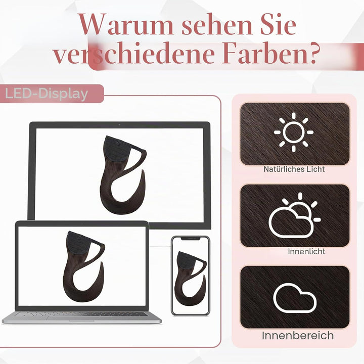 S-noilite Echthaar-Extensions aus glattem und langem natürlichem Haar – Pferdeschwanz Ponytail mit e