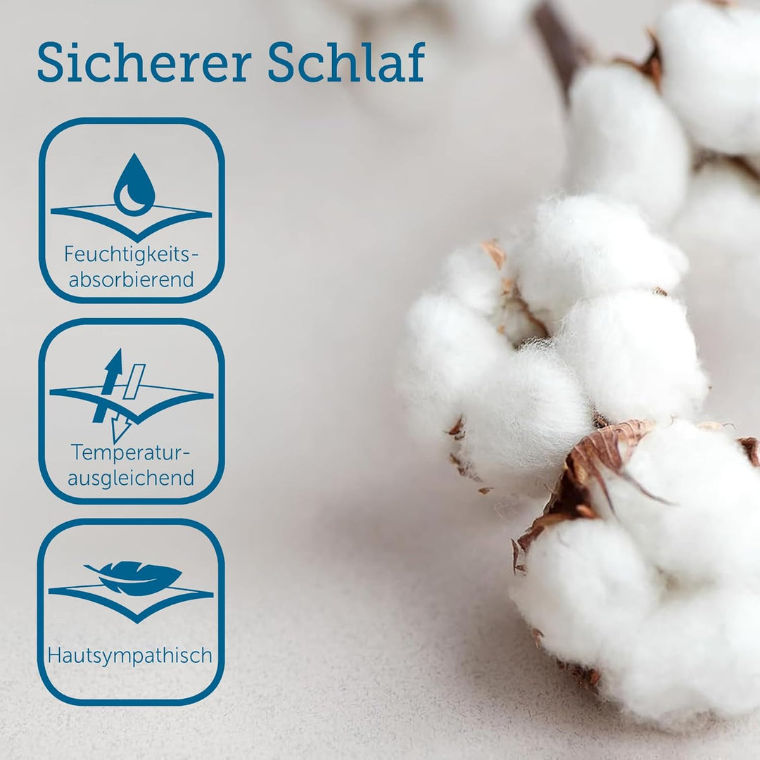 SETEX Molton Köper Matratzenschutz, 200 x 200 cm, Matratzenschoner aus 100 % Baumwolle, Basic, Weiss