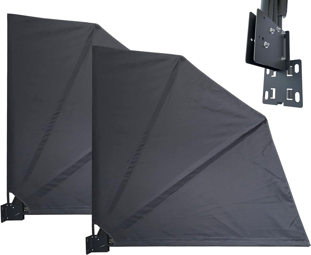 QUICK STAR 2 Stück Sichtschutz Fächer 140x140cm Anthrazit Easy Mount Wandplatte Balkon Trennwand Win