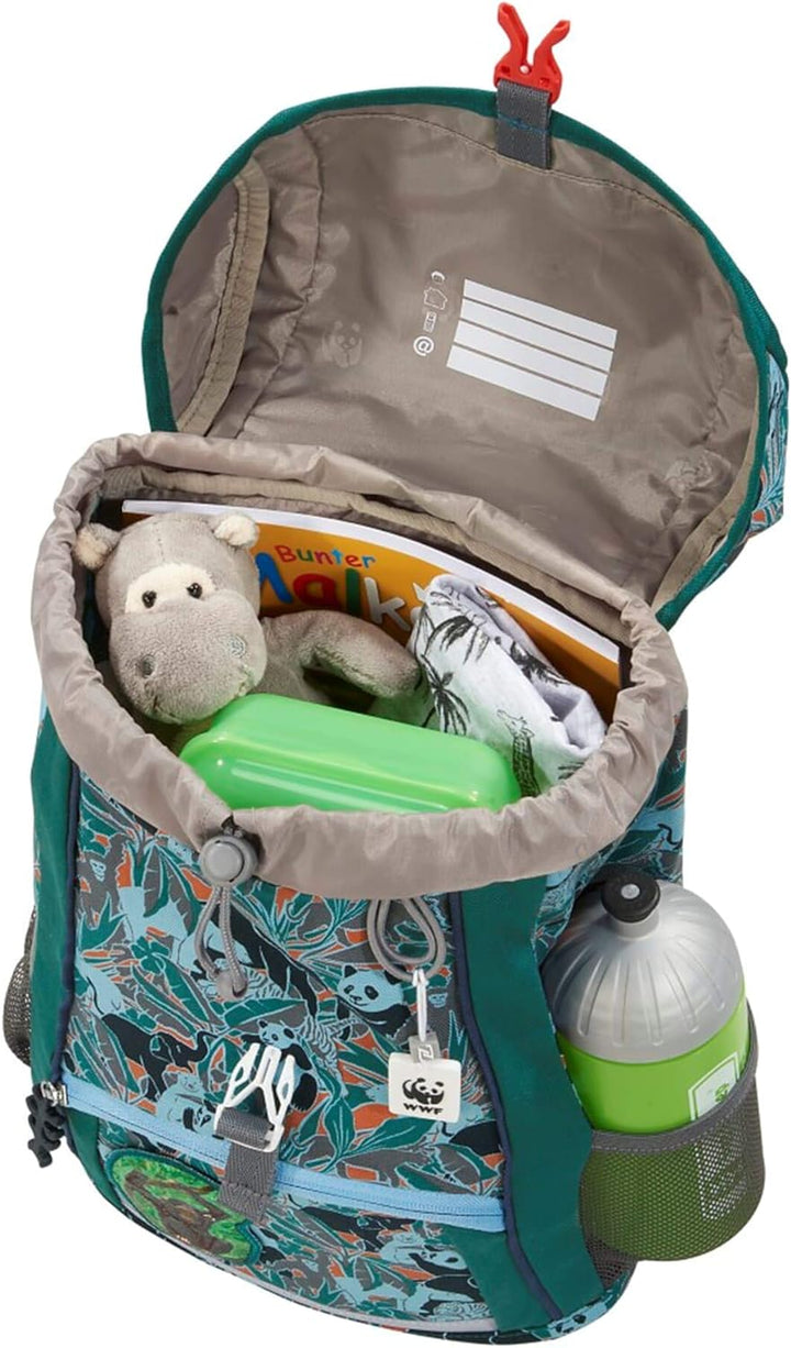 Step by Step Kid Rucksack-Set WWF „Monkeys“, 3-teilig, grün/schwarz/türkis, mit Reflektoren, ergonom