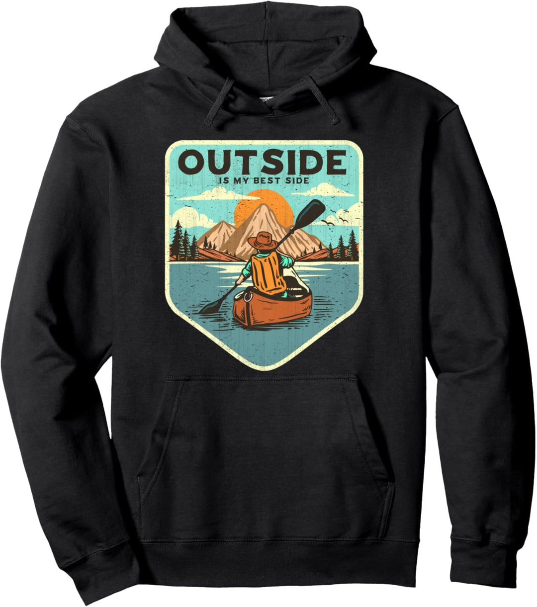 Retro Kayaking Shirt Outside Lake River Paddeln Kanu Kajak Pullover Hoodie